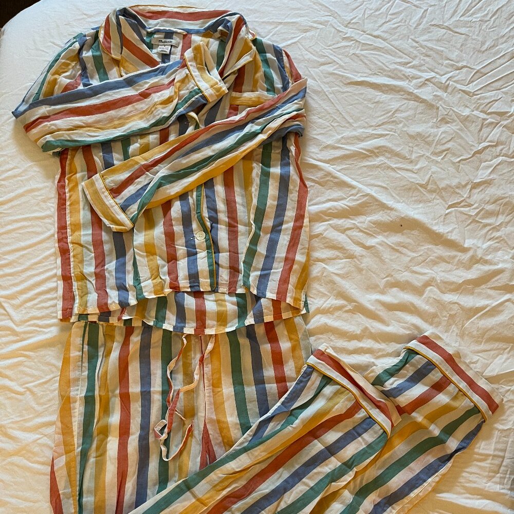 Madewell Multi Cotton Stripe Button Down Pajamas